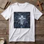 Cross in Snow Aerial Print T-Shirt — Minimalist Winter Graphic Tee