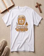 Honey Jar T-Shirt — "Gracious words are like a honeycomb" Cozy Floral Tee