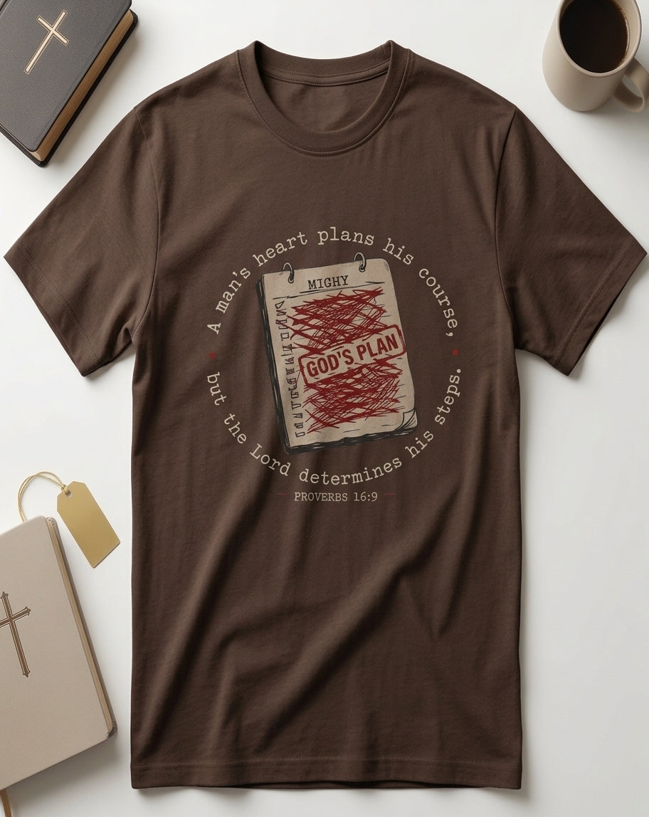 Christian T-Shirt — "God’s Plan" Journal Graphic with Scripture Quote