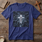 Cross in Snow Aerial Print T-Shirt — Minimalist Winter Graphic Tee
